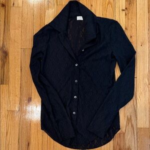Black lace  Sheer Button-Up Shirt